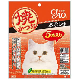 CIAO CIAO 貓零食 日本烤鰹魚條 高級木魚片味 5條入   正面圖