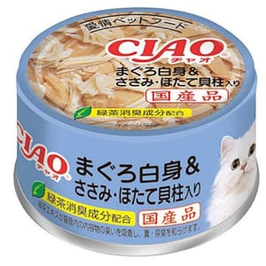 CIAO CIAO 貓罐頭 白身金槍魚片和扇貝 85g 85g 正面圖
