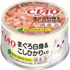 CIAO CIAO 貓罐頭 越光米+白身吞拿魚 85g 85g 正面圖