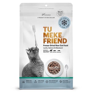 TU TU MEKE FRIEND 貓糧 超級食品風乾貓糧 羊⾁三⽂⿂鯖⿂ 280g 280g  正面圖