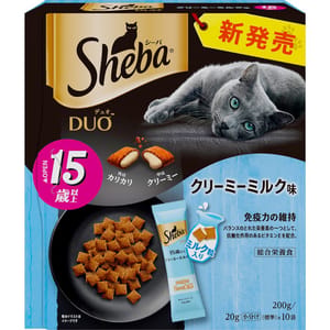Sheba Sheba Duo 貓零食 日本貓貓夾心酥 15歲及以上 奶油牛奶味 20g 10袋入 20g  正面圖