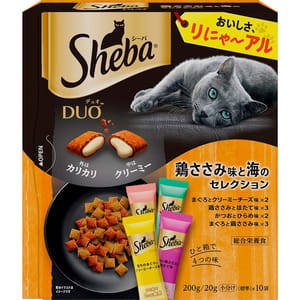 Sheba Sheba Duo 貓零食 日本貓貓夾心酥 精選雞柳及海鮮味 20g 10袋入 20g 正面圖