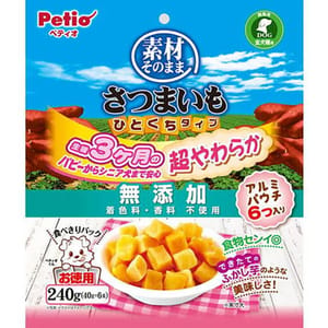 Petio Petio 狗零食 天然原味 無添加超柔軟一口甘薯粒粒 240g 240g  正面圖