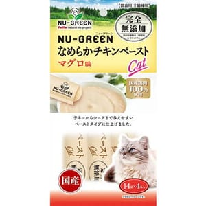 Petio Petio NU-GREEN 日本產 貓零食 無添加肉醬 雞肉+吞拿魚味 14g 4本入 14g 正面圖