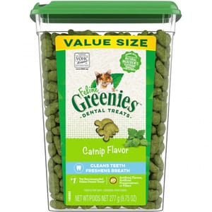 Greenies Greenies Feline貓齒靈 貓零食 貓貓潔齒餅 珍寶桶 貓草味 9.75oz 75oz  正面圖