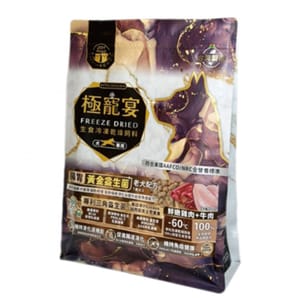 極寵宴 極寵宴 狗糧 生食凍乾飼料 腸胃黃金益生菌老犬配方 雞肉+牛肉 500g 500g  正面圖