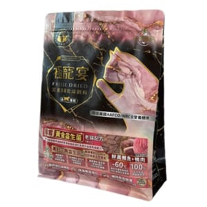 極寵宴 極寵宴 貓糧 生食凍乾飼料 腸胃黃金益生菌老貓配方 鮪魚+鴨肉 500g 500g  正面圖