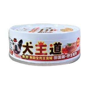 犬王道 犬王道 狗罐頭 新鮮全肉主食罐 田園雞+鮭魚 82g 82g 正面圖