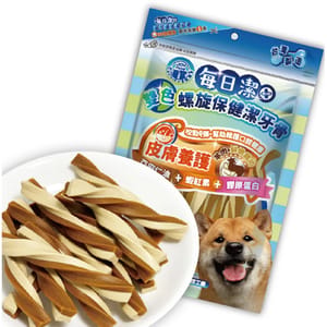 每日潔 每日潔 雙色螺旋保健潔牙骨 袋裝 皮膚養護 羊肉+雞肉 300g 300g  正面圖