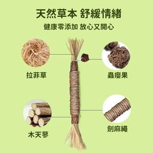 天然木天蓼棒 天然木天蓼棒 磨牙潔齒去口氣 蟲癭果啃咬組合   正面圖