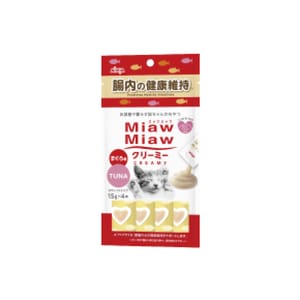 AIXIA AIXIA 愛喜雅 MiawMiaw 貓零食 肉泥餐包 腸道配方 鮪魚味 15g x 4條裝 15g  正面圖