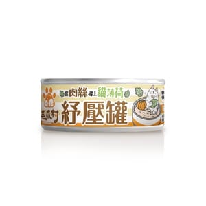 ⽑爪村 ⽑爪村 貓薄荷紓壓 主食貓罐頭 ⾁絲系列 南瓜雞 80g 80g  正面圖