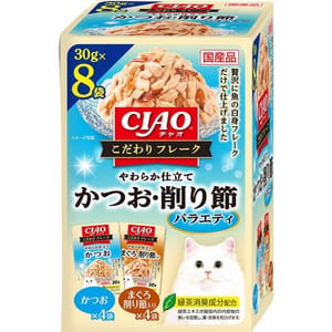 CIAO CIAO 貓零食 こだわり 鰹魚+鰹魚薄片  30g×8袋 30g  正面圖