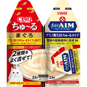 CIAO CIAO 貓零食 forAIM 雙系列混装 肉泥餐包 金槍魚味 25g×2 25g  正面圖