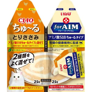 CIAO CIAO 貓零食 forAIM 雙系列混装 肉泥餐包 雞柳味 25g×2 25g 正面圖