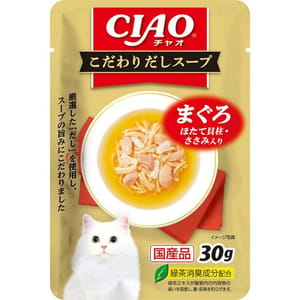 CIAO CIAO 貓零食 特製高湯袋 金槍魚扇貝雞柳味 30g 30g 正面圖
