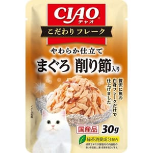 CIAO CIAO 貓濕糧 日本 INABA こだわりフレーク 金槍魚 鰹魚乾片味 30g 30g 正面圖