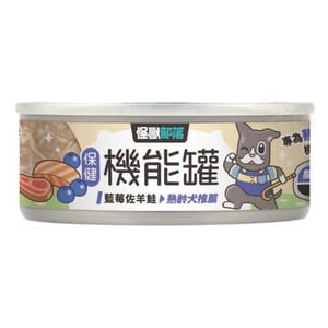 怪獸部落 怪獸部落 狗罐頭 保健機能主食罐 藍莓佐羊鮭 82g 82g  正面圖
