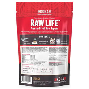 KOHA KOHA Raw Life 滋味高凍乾貓狗糧伴 牛肉配方 8oz 8oz  背面圖