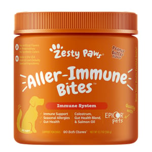 Zesty Zesty Paws 抗敏免疫咀嚼軟粒 花生醬味 ALLER-IMMUNE BITESPEANUT BUTTER 90CT JAR   正面圖