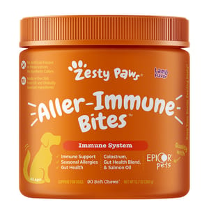 Zesty Zesty Paws 抗敏免疫咀嚼軟粒 羊肉味 ALLER-IMMUNE BITESLAMB 90CT JAR   正面圖