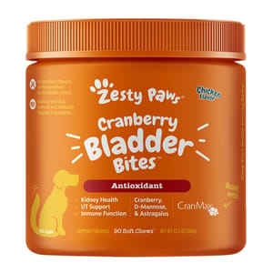 Zesty Zesty Paws 蔓越莓咀嚼軟粒 CRANBERRY BITES CHICKEN 90CT JAR   正面圖