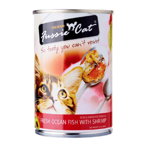 Fussie Fussie Cat 貓罐頭 海魚+蝦 400g 400g  正面圖
