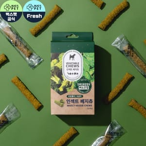 韓國Bug's 韓國Bug's Pet 超級低敏 狗小食 高級蟲蛋白 蔬菜咀嚼條 關節配方 10條裝 正面圖