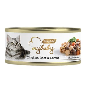 My My baby 貓罐頭 雞肉及牛肉及胡蘿蔔 Chicken with Beef with Carrot 85g 85g  正面圖
