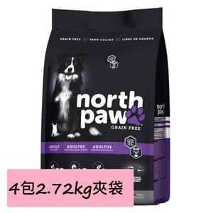 North North Paw 狗糧 無穀物成犬配方 雞肉+鯡魚 10.88kg 或 88kg 正面圖