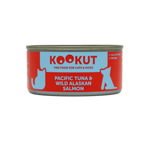 KOOKUT KOOKUT 貓狗罐頭 100% 天然 太平洋吞拿魚及阿拉斯加三文魚 150g 150g 正面圖