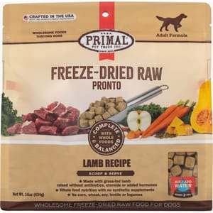 Primal Primal 狗糧 脫水凍乾肉粒系列 羊肉配方 16oz 16oz 正面圖
