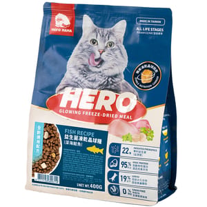 HeroMama HeroMama 貓糧 益生菌晶球糧 全齡深海鮭魚 400g 400g  正面圖