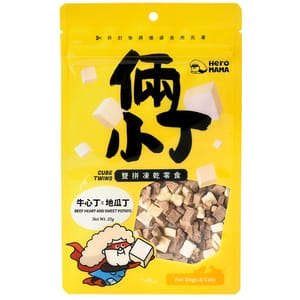 HeroMama HeroMama 貓狗零食 倆小丁凍乾系列 牛心+地瓜 25g LS530 25g 正面圖