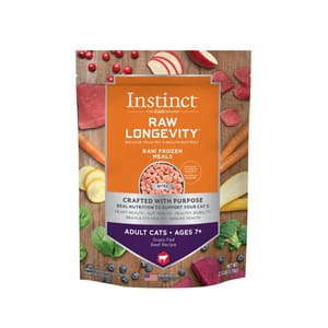 Instinct Instinct 貓糧 本能 貓糧 無穀物凍乾主食糧 長壽老年貓7+ 牛肉 9.5oz 5oz 正面圖