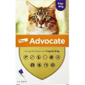 杜蟲殺蚤用品 Elanco (Bayer) 貓用 Advocate 心疥爽貓用滴劑 4-8kg 1盒3支 (BAOC80)