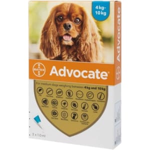 杜蟲殺蚤用品 德國拜耳 Bayer (Elanco) 犬用 Advocate 心疥爽滴劑 4kg-10kg 1盒3支 (BAOD100)
