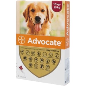 杜蟲殺蚤用品 德國拜耳 Bayer (Elanco) 犬用 Advocate 心疥爽滴劑 10kg-25kg 1盒3支 (BAOD250)