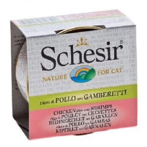 Schesir Schesir 湯煮貓罐頭 雞肉及蝦肉 70g 70g 正面圖