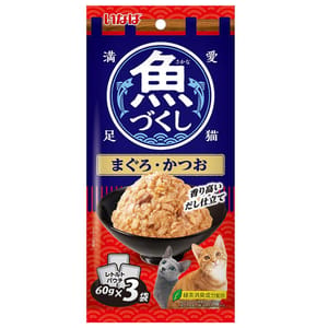 CIAO CIAO 袋裝貓濕糧 日本 INABA 魚盛 吞拿魚+鰹魚 60g×3袋 60g  正面圖