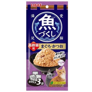 CIAO CIAO 袋裝貓濕糧 日本 INABA 魚盛 高齡貓 吞拿魚+鰹魚 60g×3袋 60g  正面圖