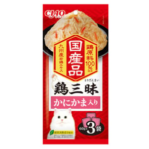 CIAO CIAO 貓濕糧 日本 INABA 雞三味 蟹肉棒 60g×3袋 60g  正面圖