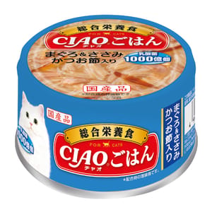 CIAO CIAO 貓罐頭 吞拿魚+雞肉 木魚味   正面圖
