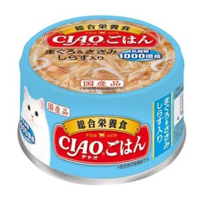 CIAO CIAO 貓罐頭 吞拿魚+雞肉 白飯魚味 正面圖