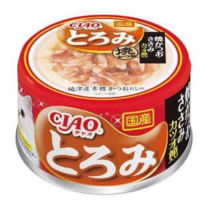 CIAO CIAO 貓罐頭 濃湯燒鰹魚 雞肉+木魚片 正面圖