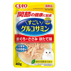 CIAO CIAO 日本貓濕糧 葡萄胺軟包 吞拿魚+雞肉+帶子味 40g 40g 正面圖