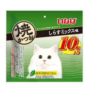 CIAO CIAO 貓零食 日本INABA燒鰹魚條 白飯魚雜錦味 10支入 正面圖