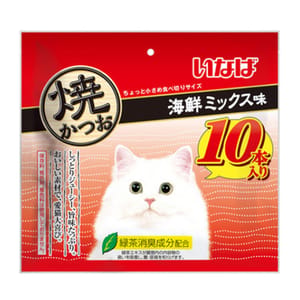 CIAO CIAO 貓零食 日本INABA燒鰹魚條 海鮮魚雜錦味 10支入 正面圖