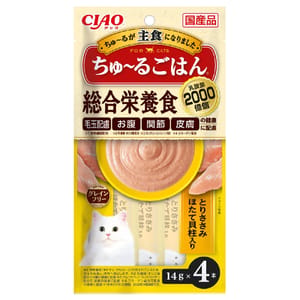 CIAO CIAO 貓零食 綜合營養主食 雞肉 北海道扇貝 14g×4 14g 正面圖