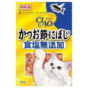 CIAO CIAO 貓零食 食鹽無添加 木魚片+小魚乾 50g 50g  正面圖